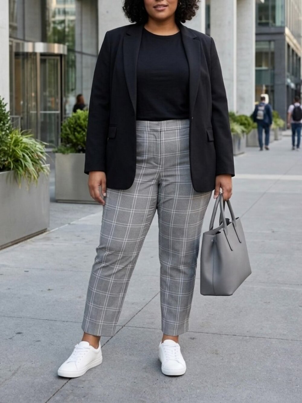 Ava & Viv Glen Plaid Gray Ankle Dress Pants Plus Size 24W Classic Preppy Office